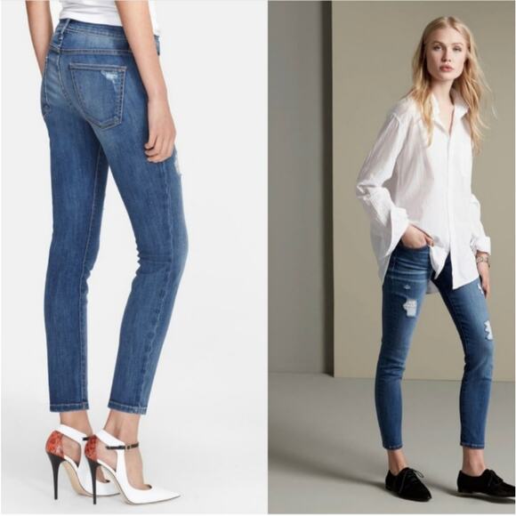 Current/Elliott Stiletto Niagara Destroy Distressed Denim Blue Skinny Jeans 30 - Picture 2 of 15